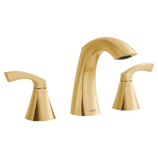 Moen Lindor 84504BG 2-Handle Widespread Bathroom Faucet – Brushed Gold, Modern Design