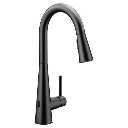 Moen Sleek 7864EWBL One Handle Pull-Down Montionsense Wave Faucet - Matte Black