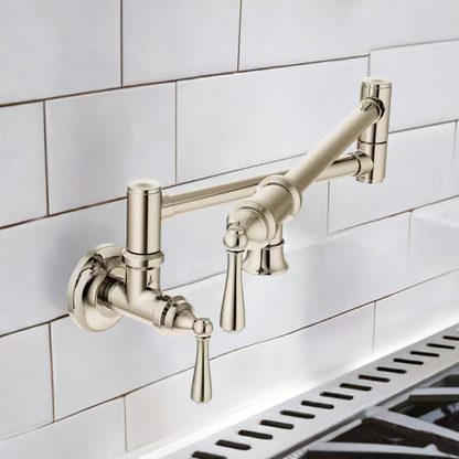 Moen S66NL Traditional Kitchen Pot Filler Wall Mount - Polished Nickel, Elegant & Functional